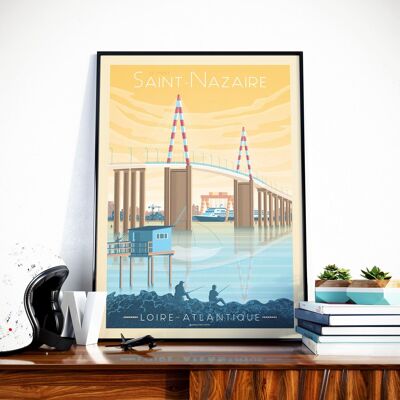 Affiche Voyage Vintage Le Pont de Saint-Nazaire France | Loire-Atlantique