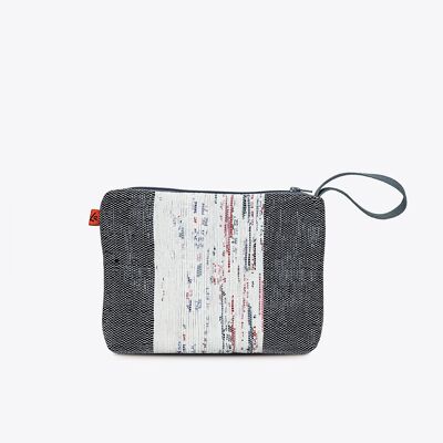 Borsa da polso grande con cerniera nera e bianca fatta a mano