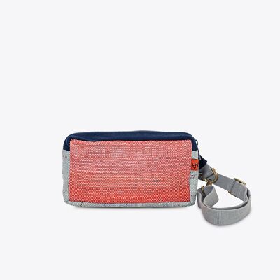 Marsupio da viaggio rosso e blu navy in plastica riciclata