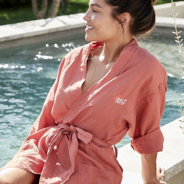 Adult bathrobe Rêve de Lin Kimono Collar