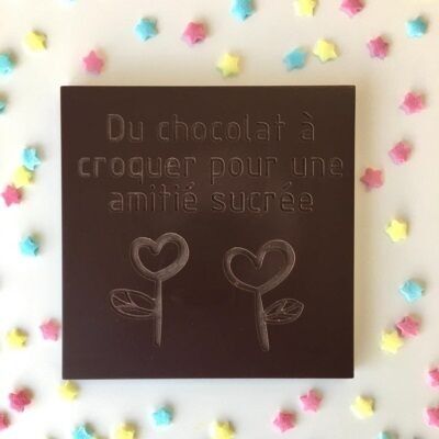 Chewable cards | Engraved chocolate Sweet friendship | Milk or dark chocolate bar | Personalized chocolate without coloring | Gift card