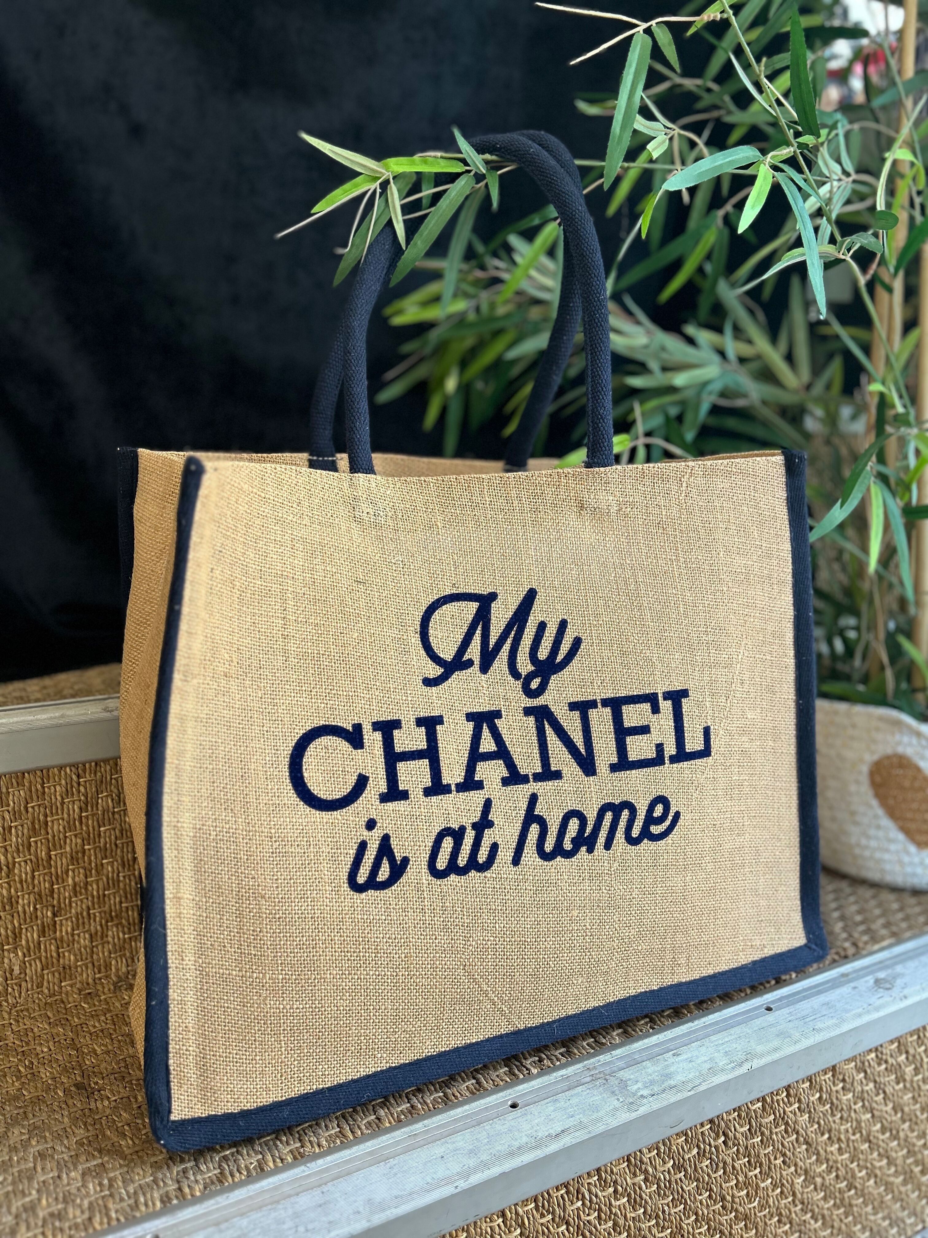 Chanel burlap tote sale