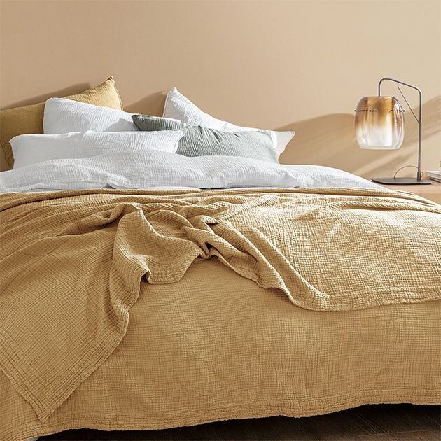 Einfache Waffel-Doppelgaze-Tagesdecke