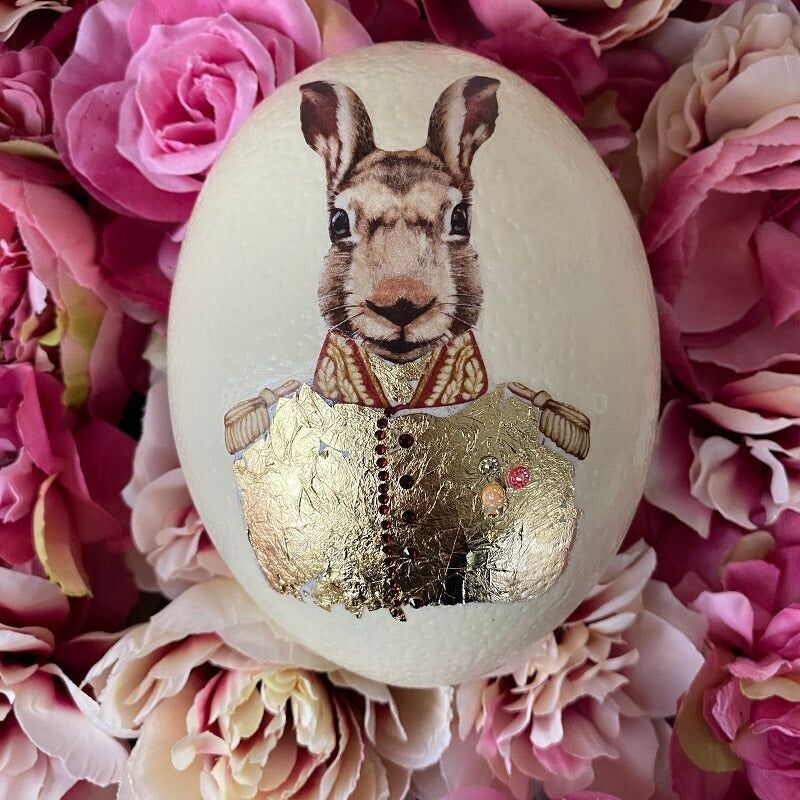 Osterei: "Admiral von Schneider" / Deko-Objekt, echtes Straußenei