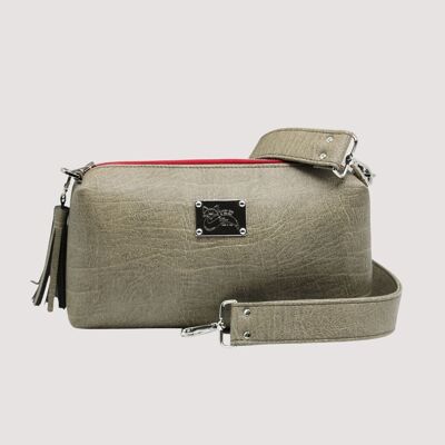 Bolso baúl baguette verde con cierre de cremallera, Made in Italy