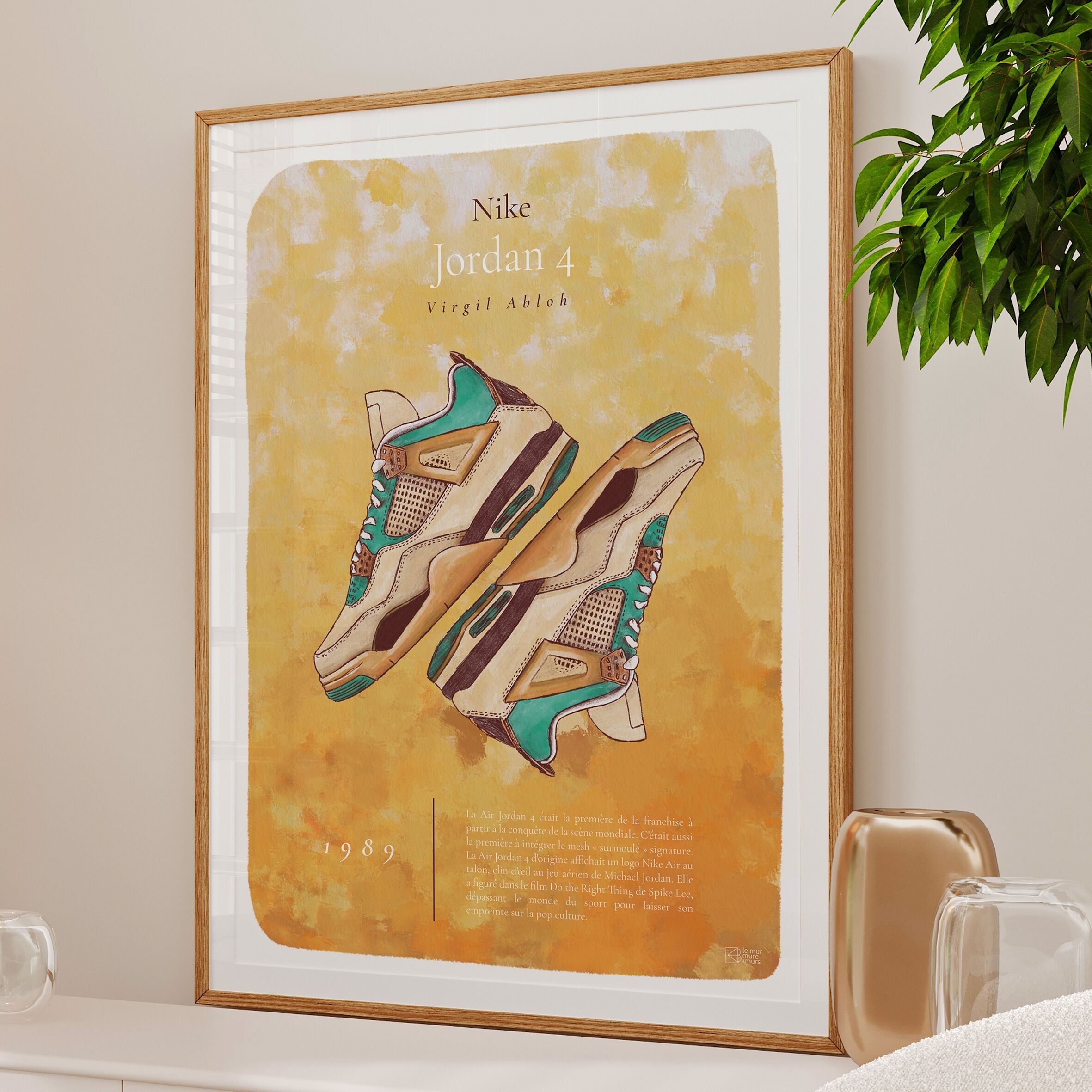 Buntes Air Jordan 4-Historie-Sneaker-Poster