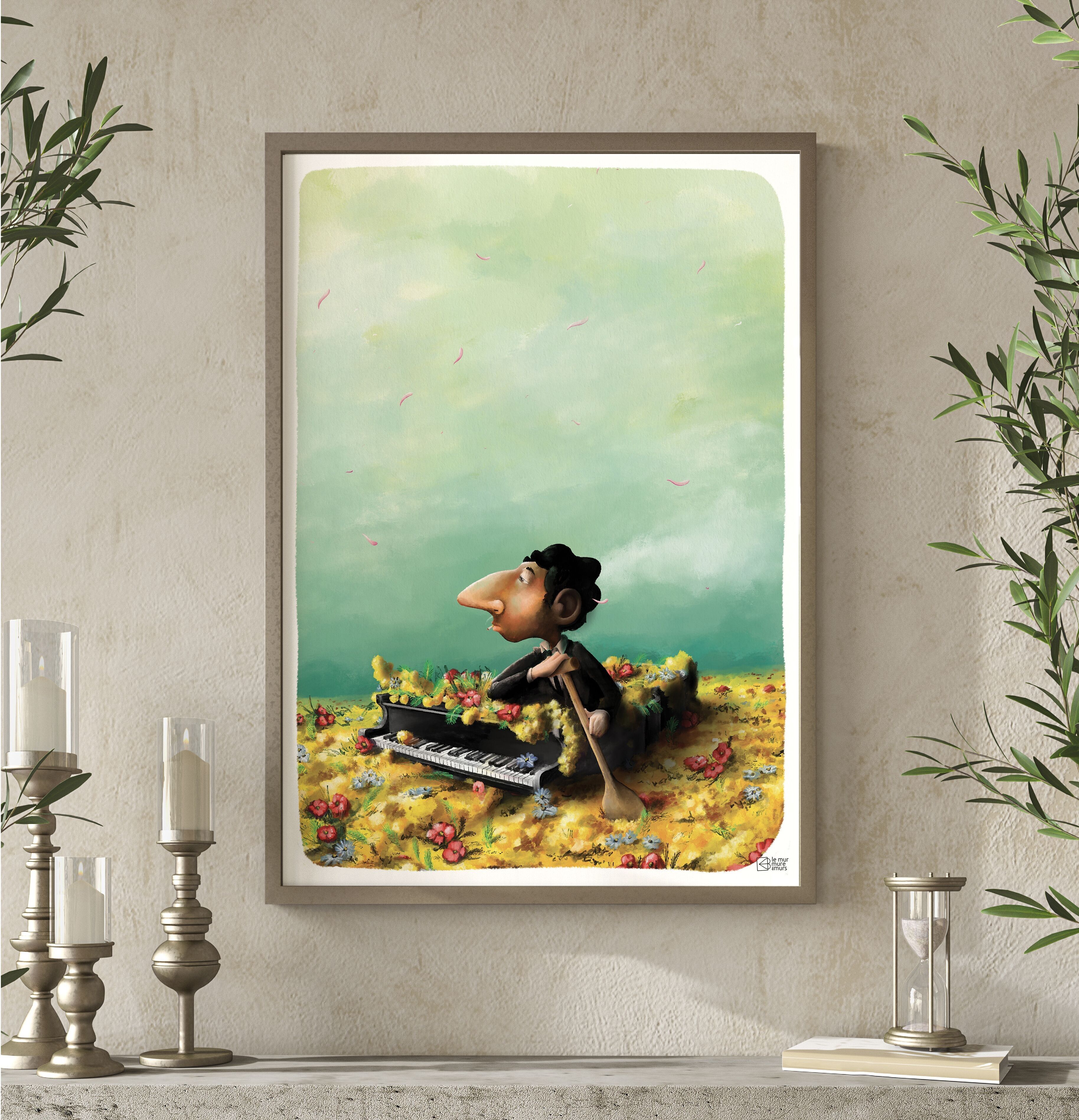 mostra un pianoforte su una zattera.72