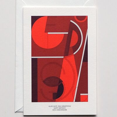 Tarjeta de cumpleaños Art Deco con sobre