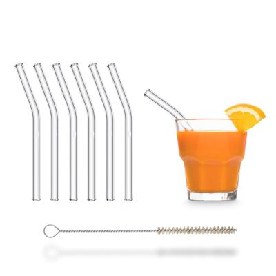 6x 15cm (curved) glass straws