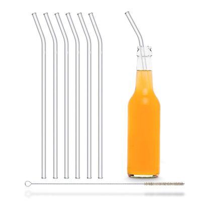 6x 30cm (curved) glass straws