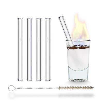 4x 10cm (straight) glass straws