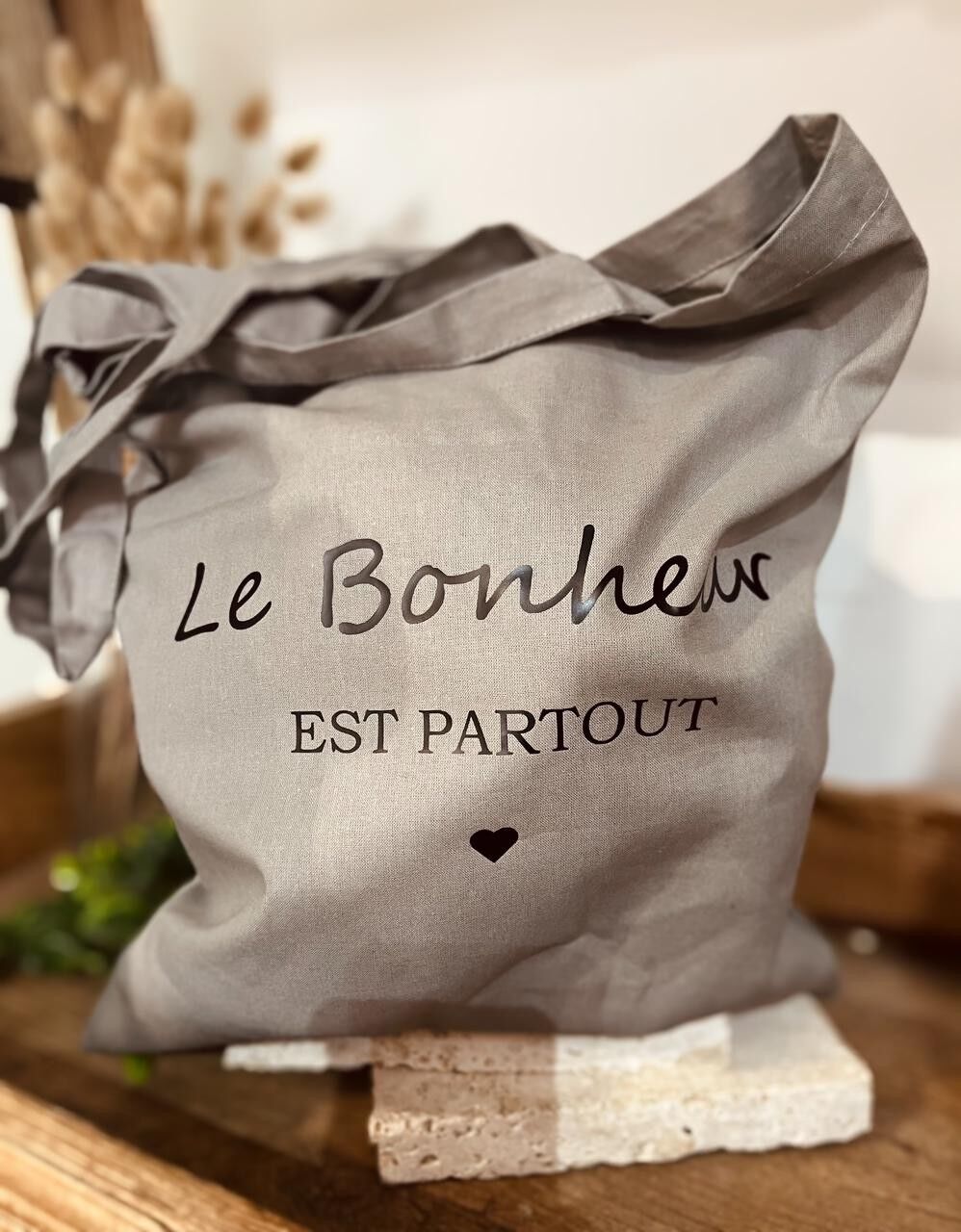 Borsa tote grigia HAPPINESS IS EVERYWHERE