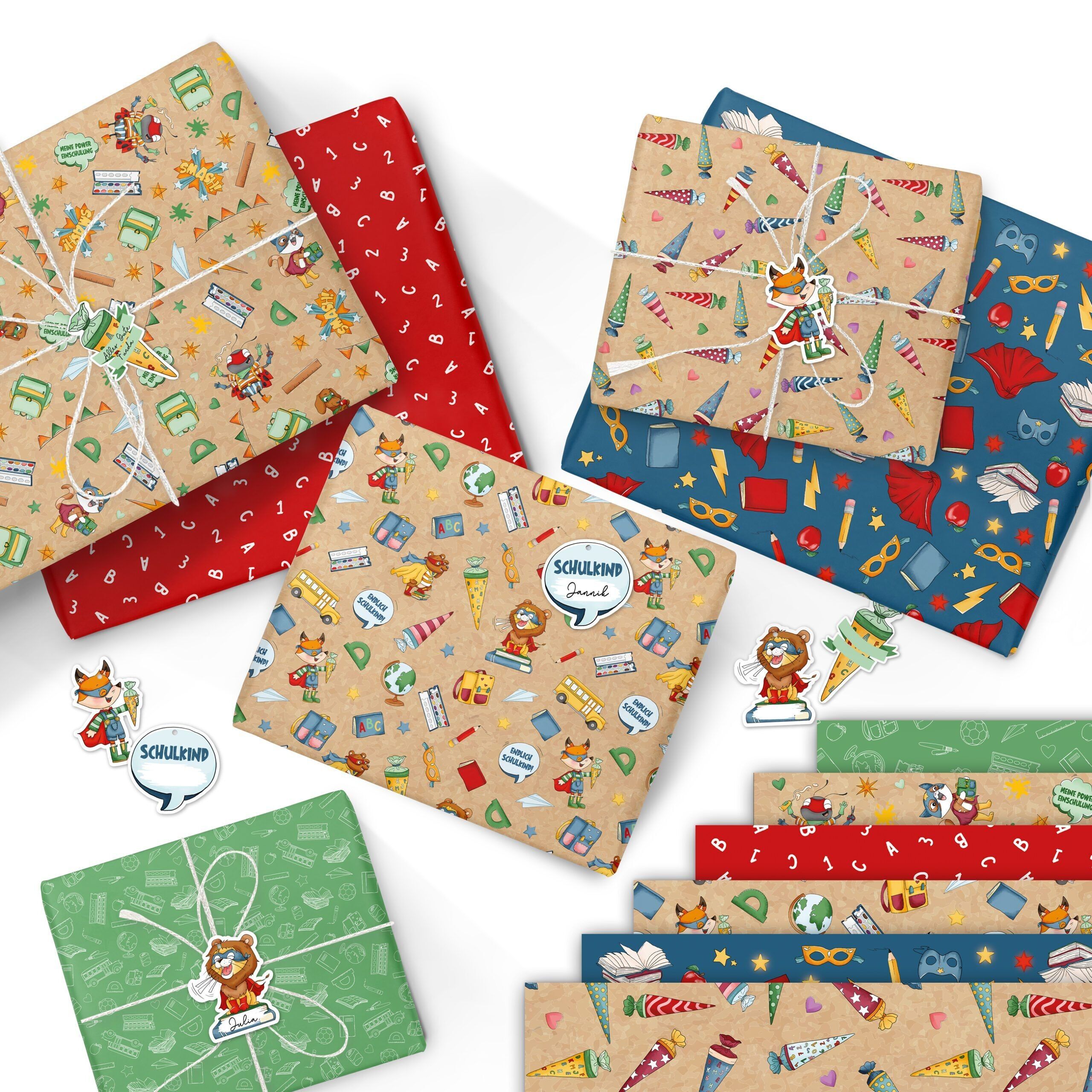 Paper Dragon Gift Wrap for Back to School - Superhero Animals