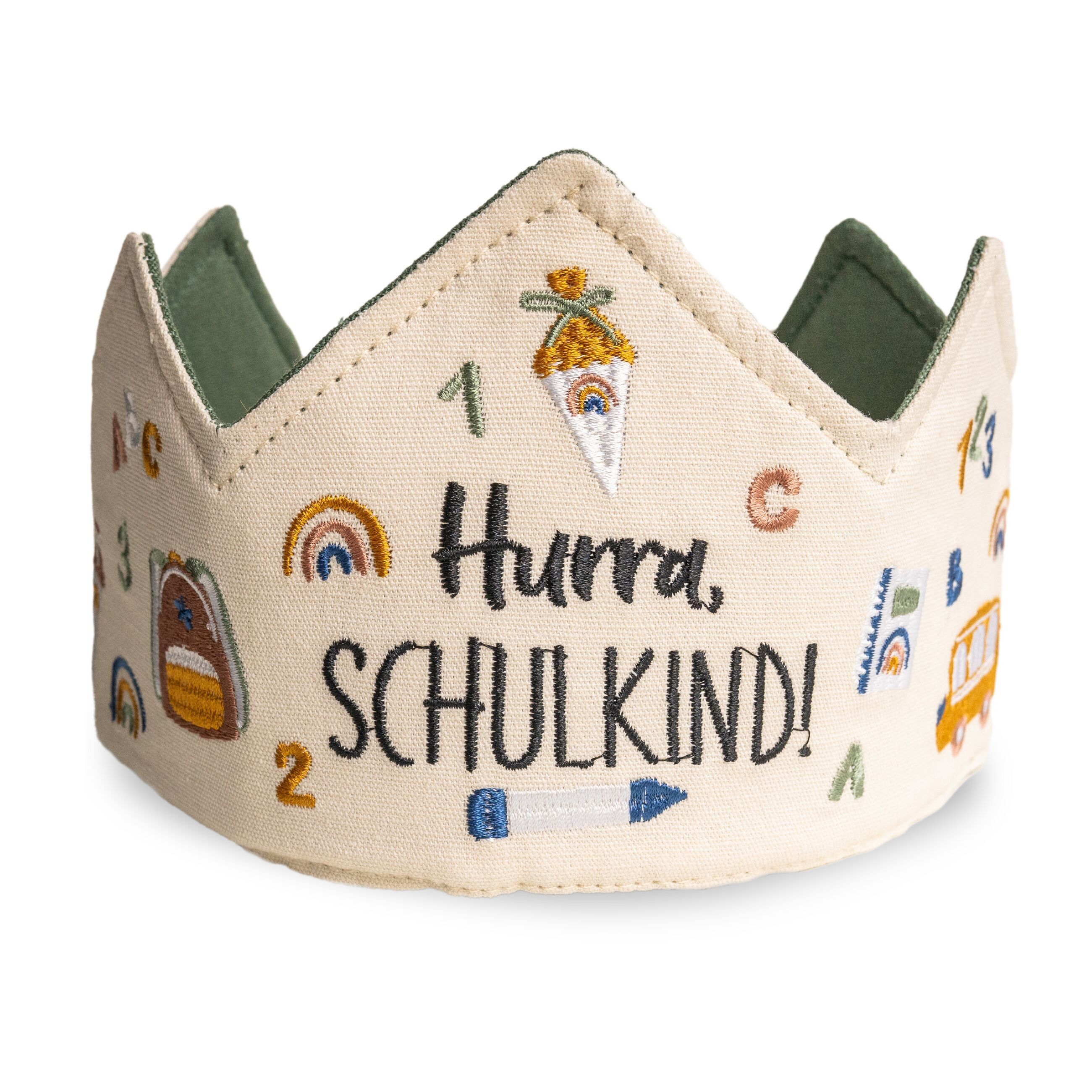 Couronne d'écolier brodée pastel - Set 01