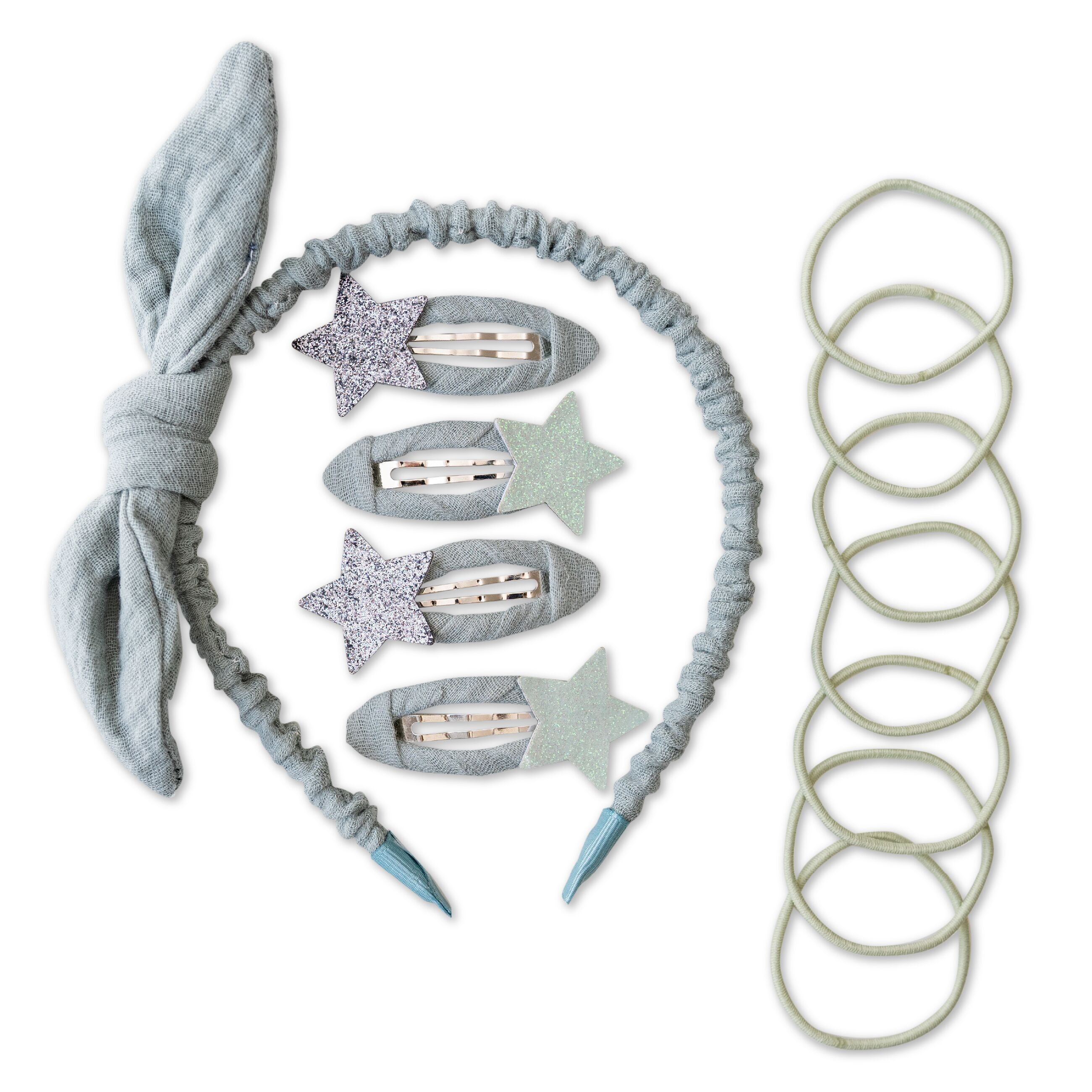 Musselin Haar-Accessoires-Set hellsalbei - Set 7