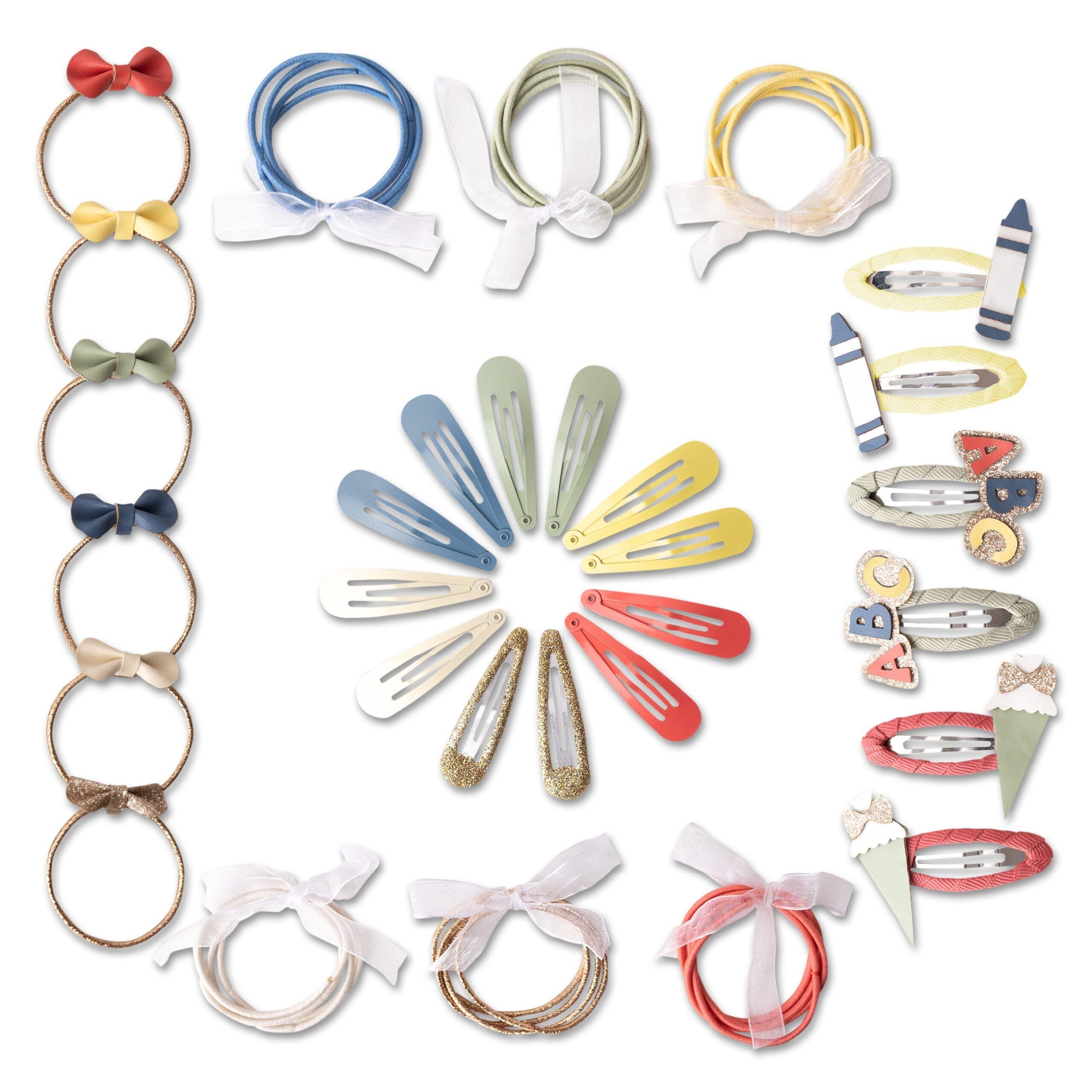 Paper Dragons 48 Hair Clips & Hair Ties - School
