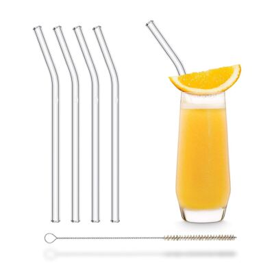 4x 20cm (curved) glass straws