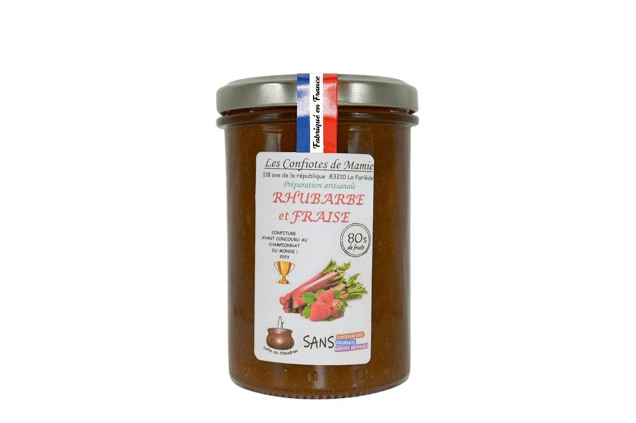 ERDBEER-RHABARBER-Marmelade, die an der Weltmeisterschaft teilnahm