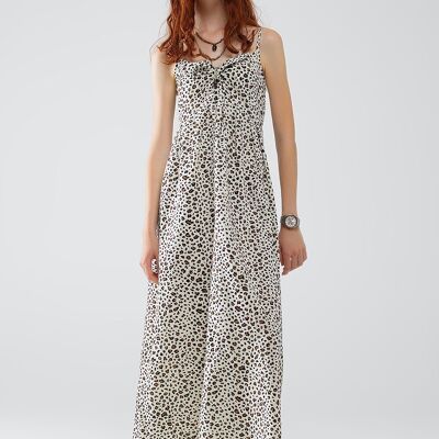 Robe longue à imprimé léopard avec nœud