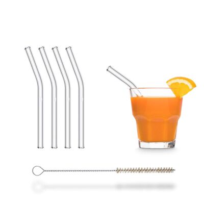 4x 15cm (curved) glass straws
