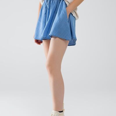 Shorts in denim fluido in tencel con tasche laterali