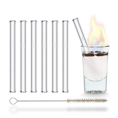 6x 10cm (straight) glass straws