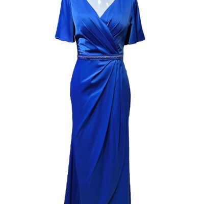 Robe manche courte satinée Bleu roi