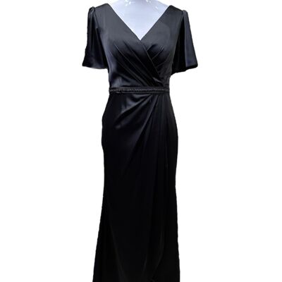 Robe manche courte satinée noir