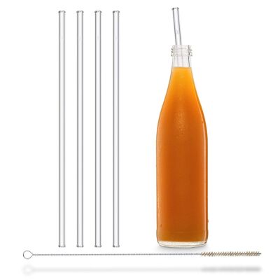 4x 30cm (Gerade) Glasstrohhalme für Flaschen von 0,33 bis 0,6 Liter