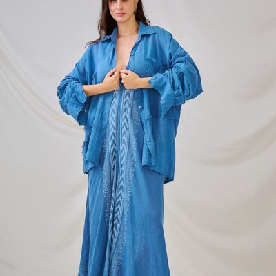 Oversized bohemian cotton shirt - One size