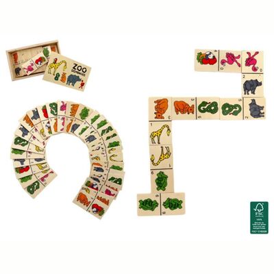 Wooden Animal Dominoes Game 15.5 x 9 x 4 Cm