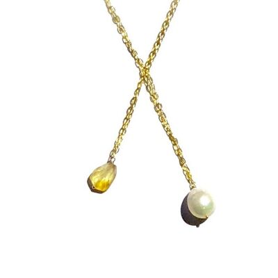 Goldfilled Parel & Citrien ketting