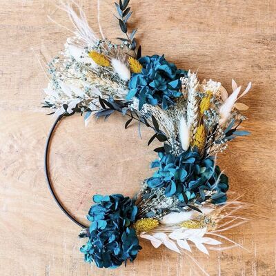 Couronne murale de fleurs séchées Harmonie D20cm