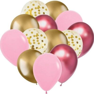 32 palloncini in rosa chiaro, rosa e oro