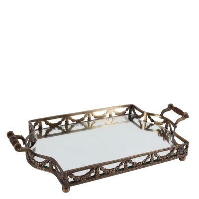 Vassoio con specchio in ottone 43x25 cm