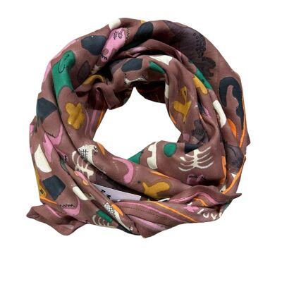 Foulard Adulte Dino Caramel 100 cm