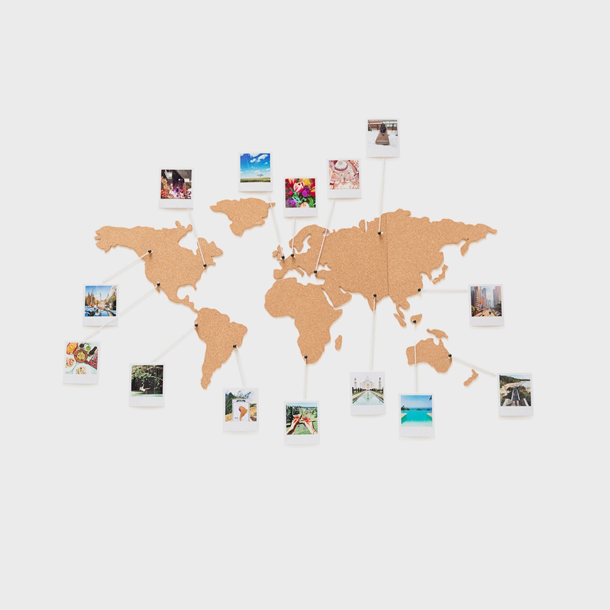 Tableau d'affichage de carte du monde découpé - Carte en liège