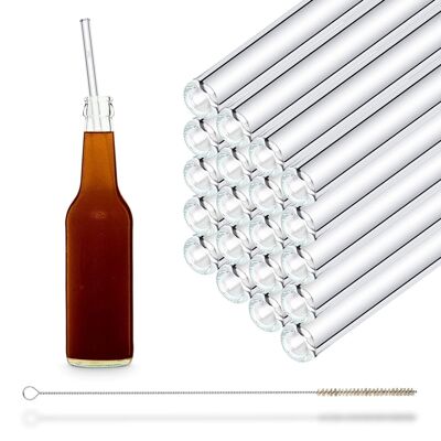 20x 30cm (straight) party set glass straws for bottles from 0.33 to 0.6 liters