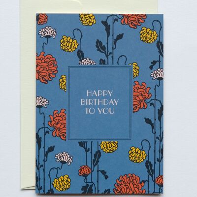 Tarjeta de cumpleaños de crisantemo, con sobre