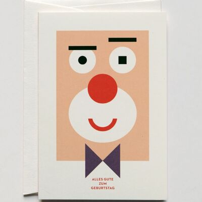 Birthday card Happy Clown, with envelope