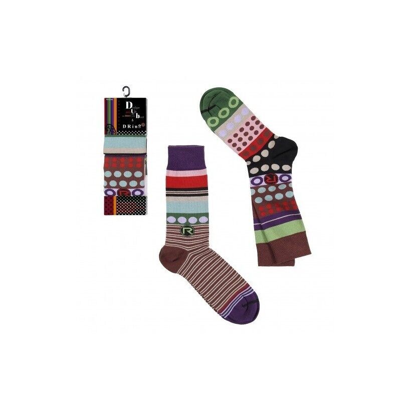 Confezione da 2 paia di calzini da uomo a righe e pois, LMA0304