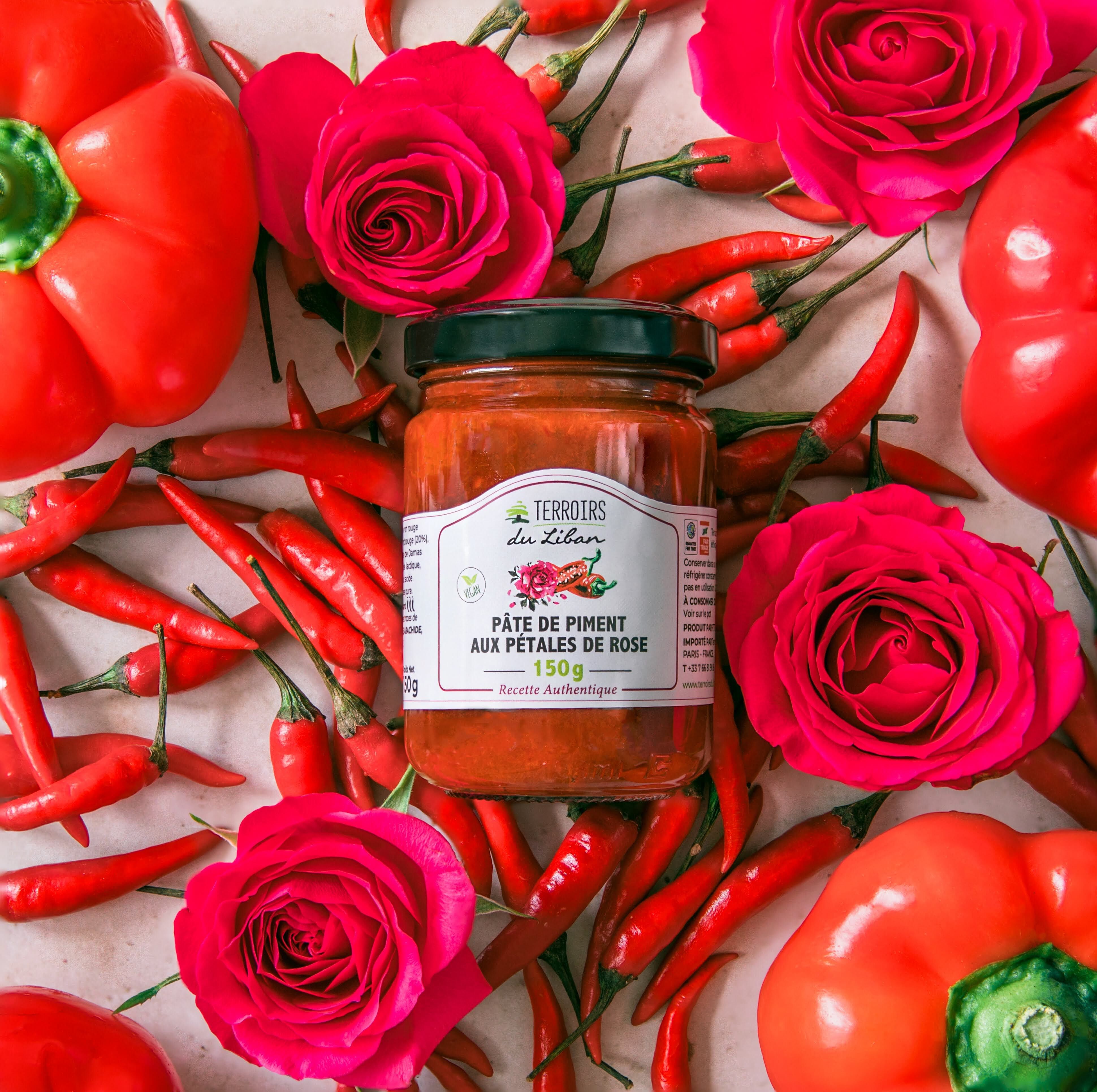 Terroirs du Liban - Chili Paste with Rose Petals - 150 g - Condiment - Artisanal and Natural