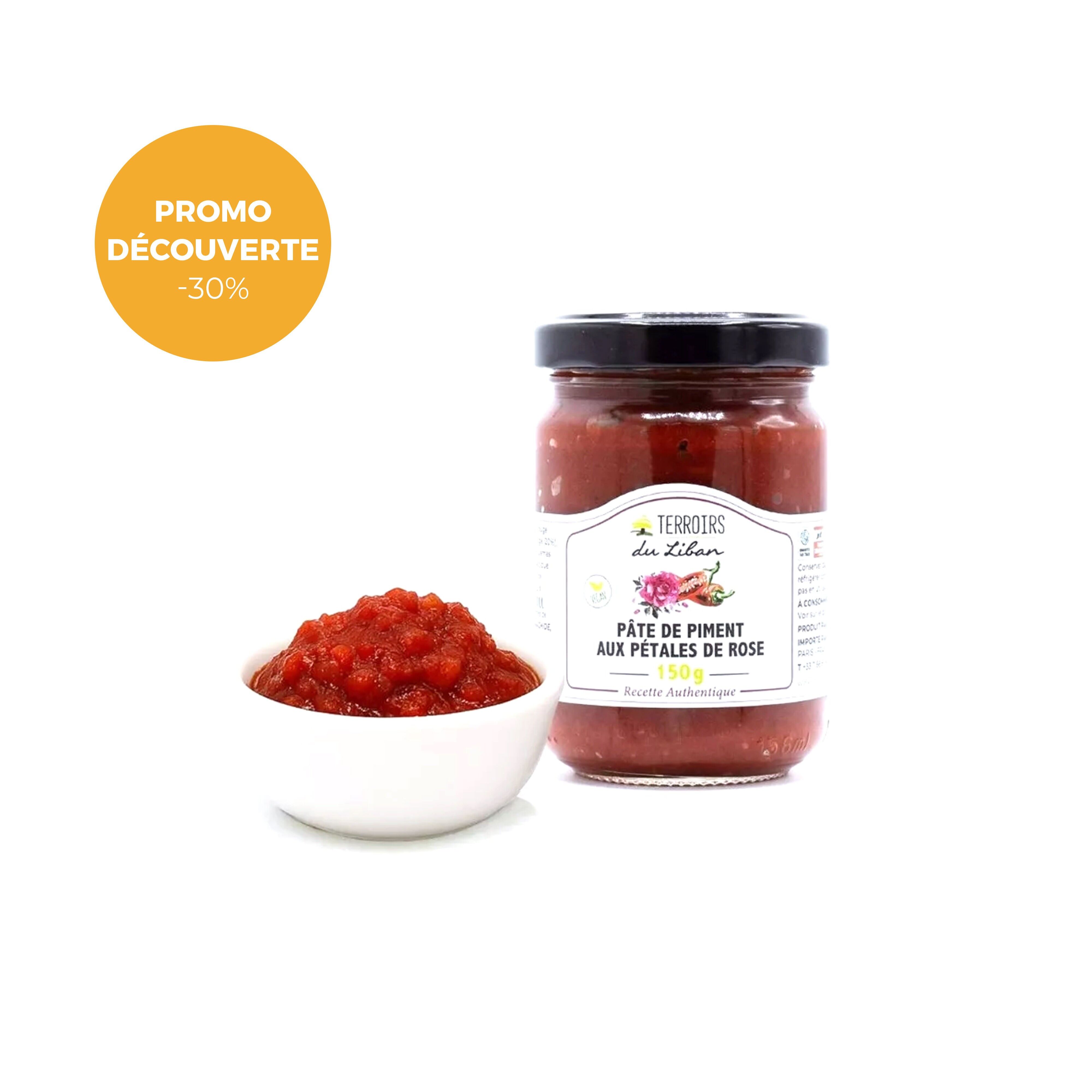 Terroirs du Liban - Pasta de chile con pétalos de rosa - 150 g - Condimento - Hecho a mano y natural - PROMOCIÓN -30%