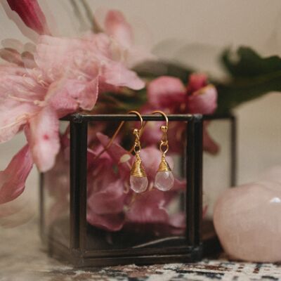 Pendientes Love de cuarzo rosa