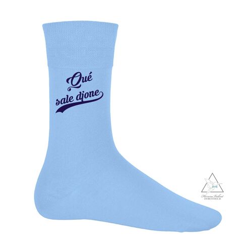 Chaussettes imprimees - Que sale djône - bleu ciel