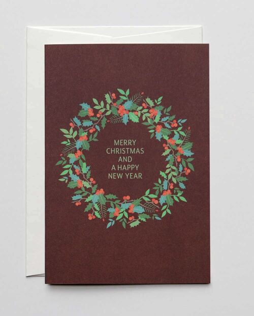 Weihnachtskarte Ilex & Berries, mit Umschlag