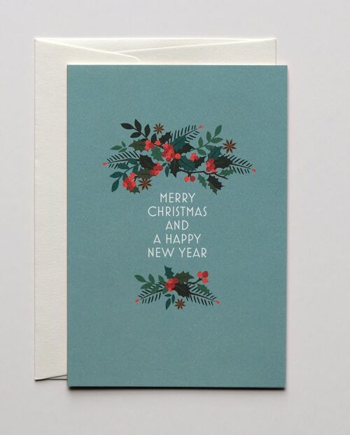 Weihnachtskarte Twig With Berries, mit Umschlag