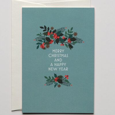 Twig With Berries Christmas Card with Envelope