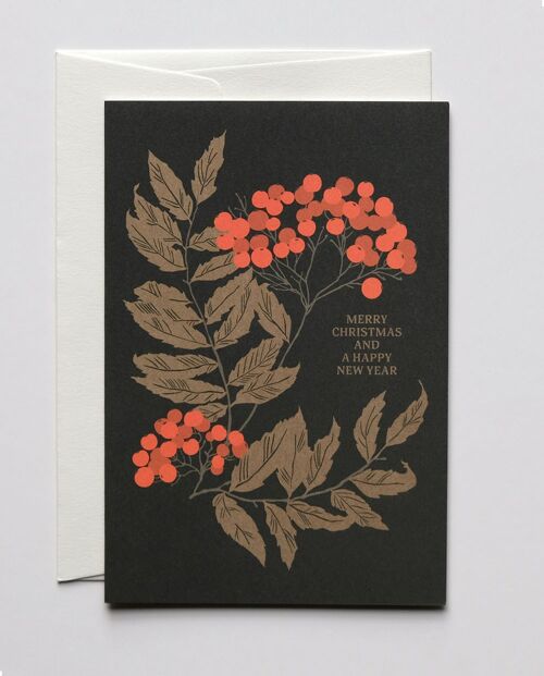 Weihnachtskarte Golden Leaves, mit Umschlag