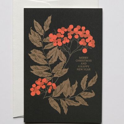 Weihnachtskarte Golden Leaves, mit Umschlag
